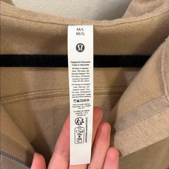 lululemon athletica Cropped Half-Zip Hoodie in Taupe - Picture 2 of 6